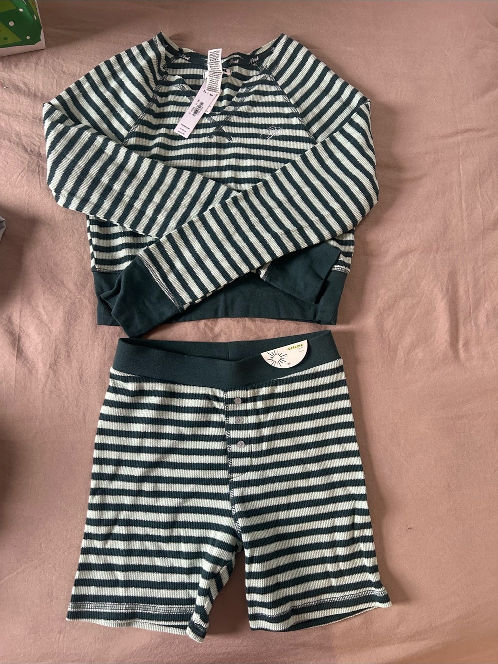 Pink XS women’s Pajama Set - stripe